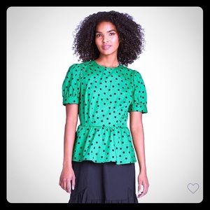 Green Puff Sleeve Shirt Size L